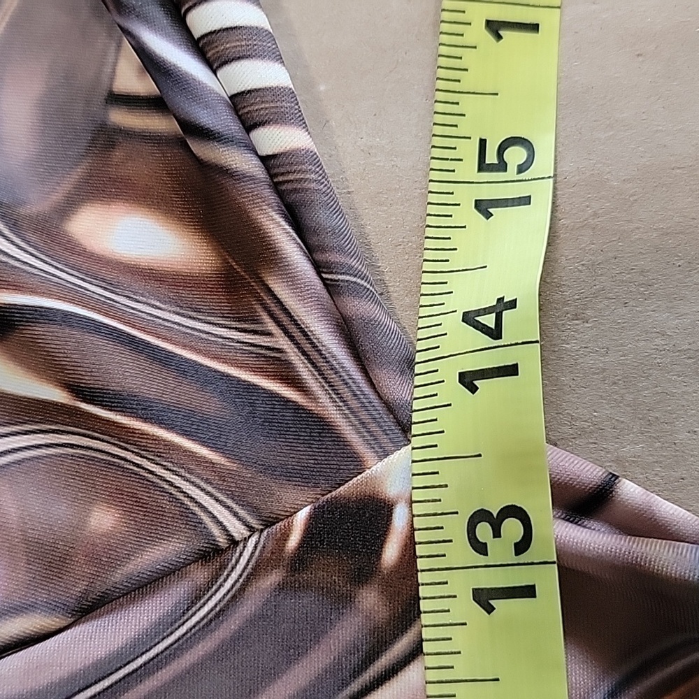 Unbranded Unsized Bodysuit, Brown, Tans and White Swirl / Poured Pattern - Picture 9 of 15
